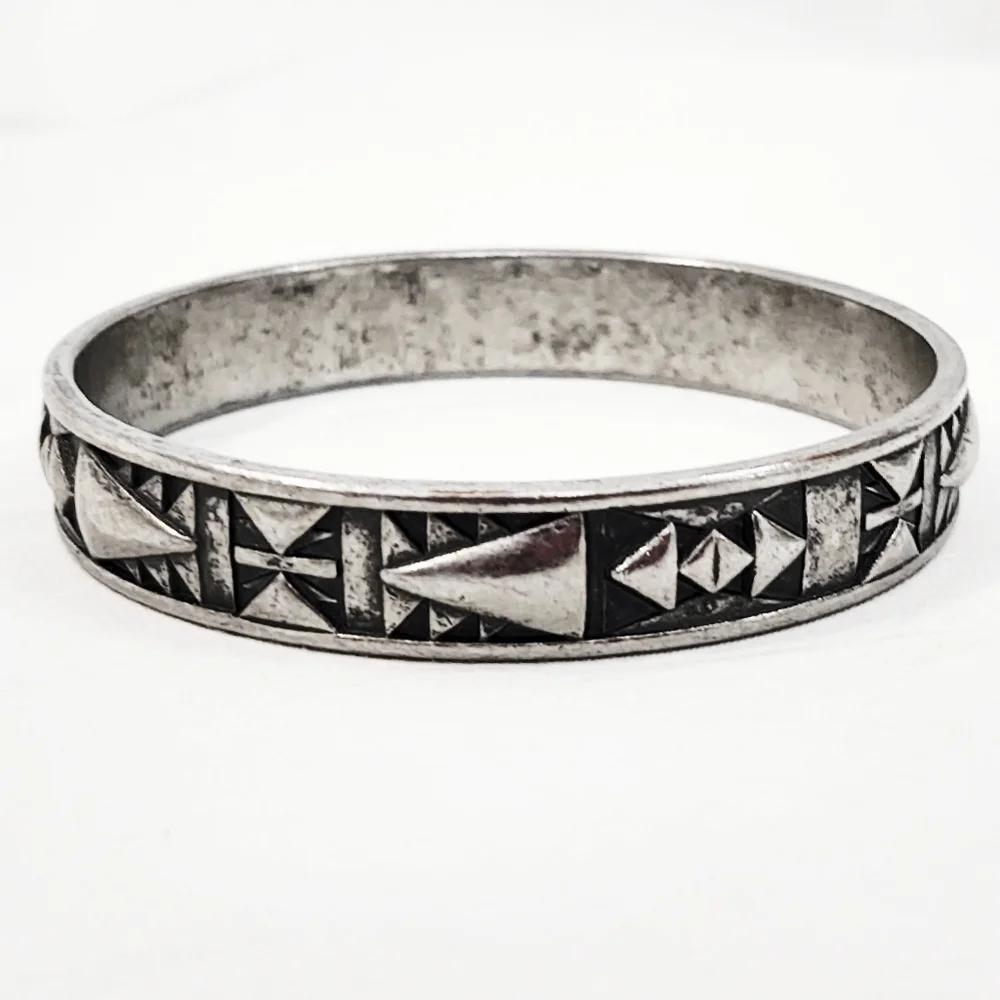 Vintage Silver Tribal Bangle Bracelet
